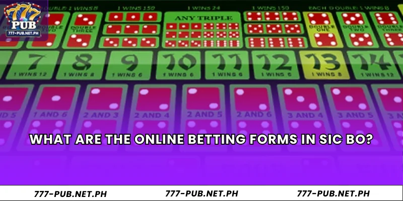 What are the online betting forms in Sic Bo